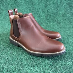 Deer Stags Zane Mens Brown Boys Faux Leather Chelsea Boots Memory Foam Size 5M